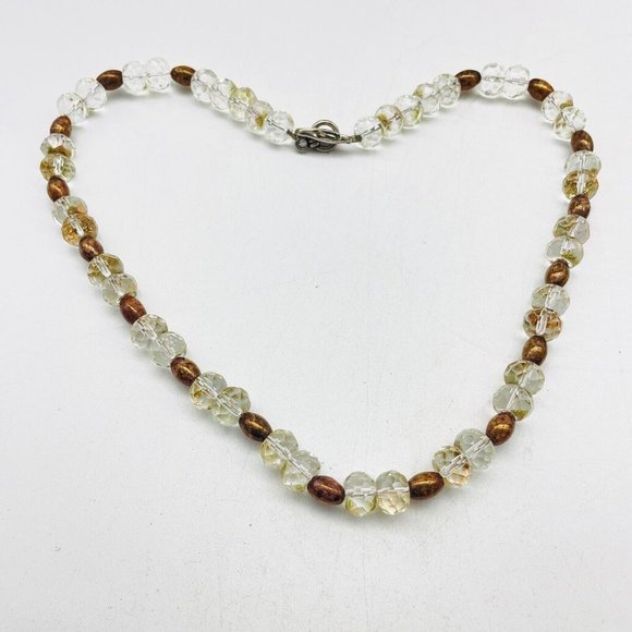 Clear and Brown Beaded Necklace Silver Tone Classic Career Cosplay LARP Gift - Picture 1 of 7